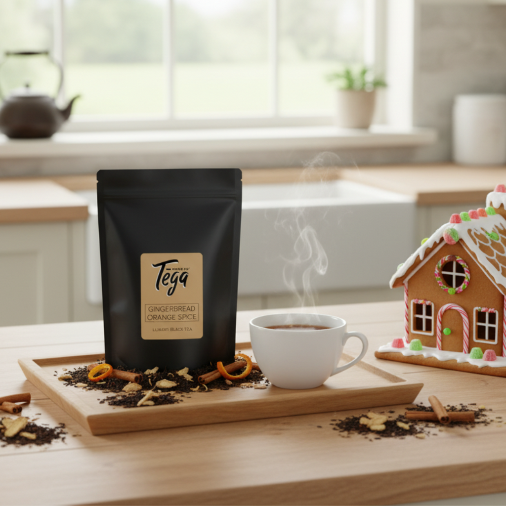 gingerbread orange spice black tea packaging design
