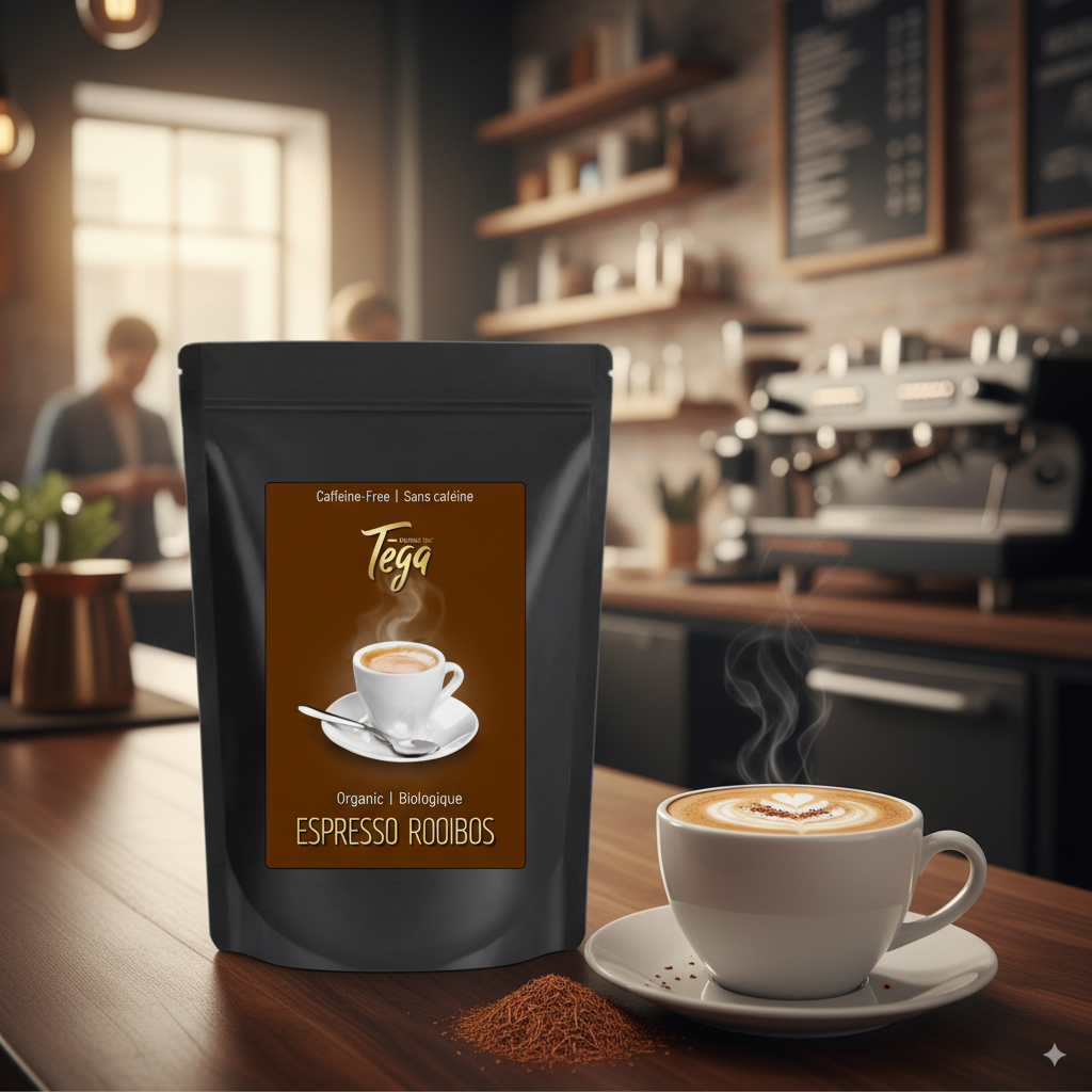 Espresso Rooibos brewed tea in cup