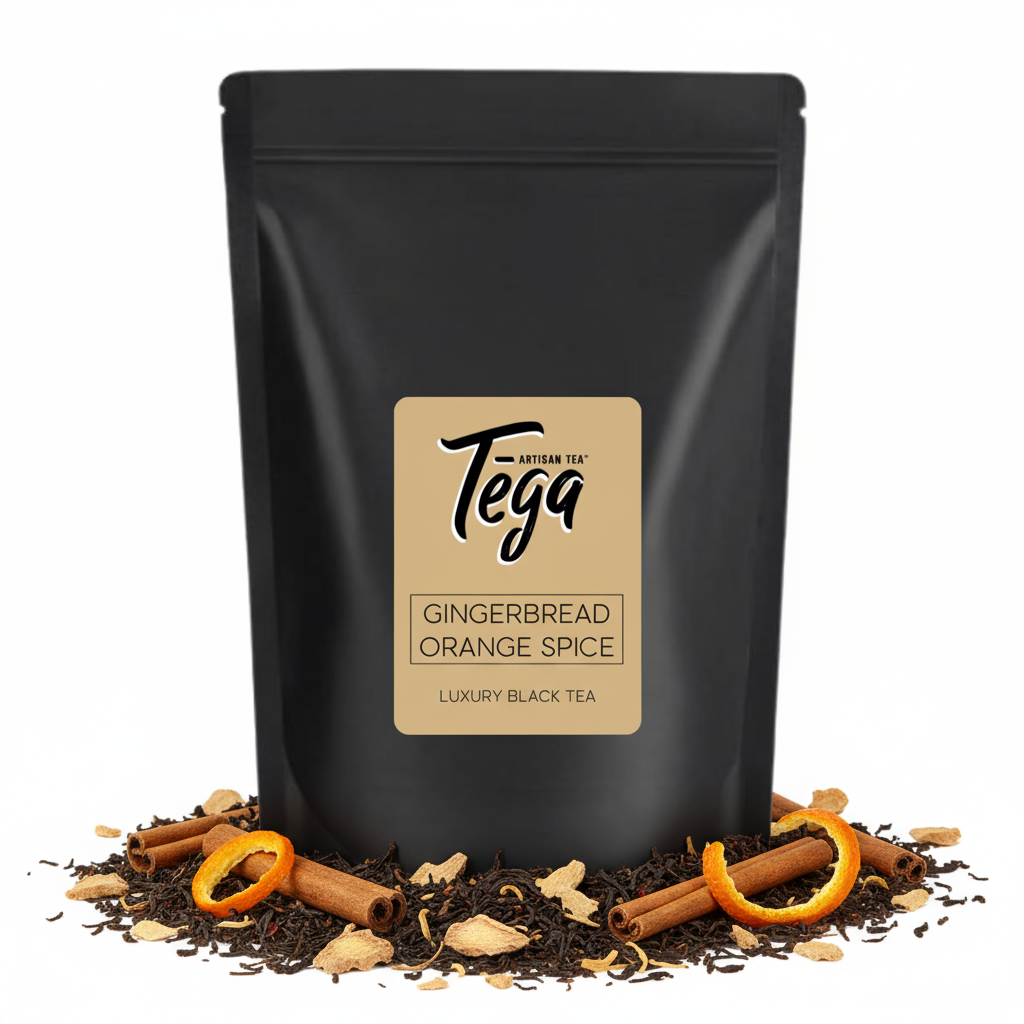 gingerbread orange spice black tea packaging design