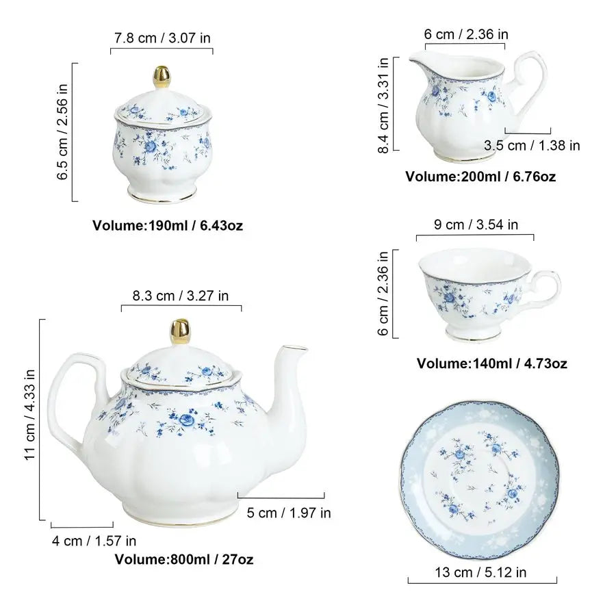 Blue Rose Tea Set