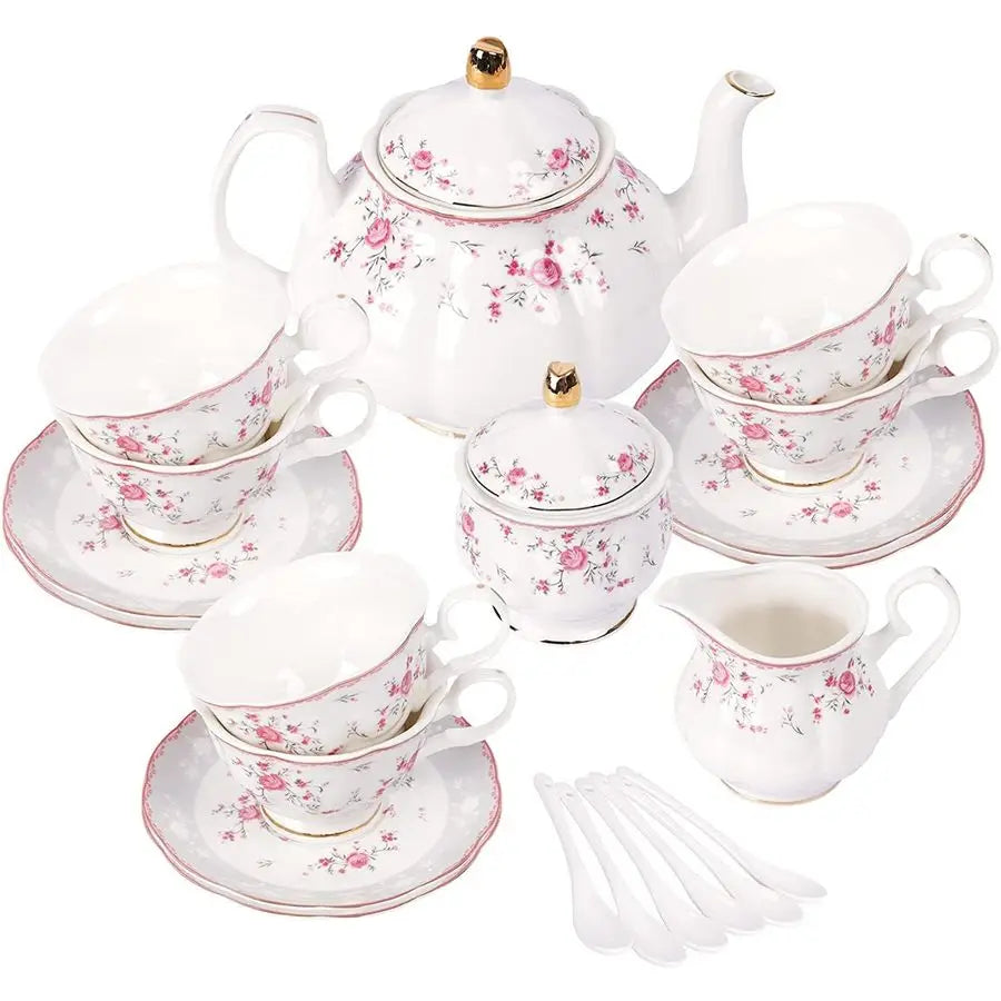 Pink Rose Porcelain Tea Set