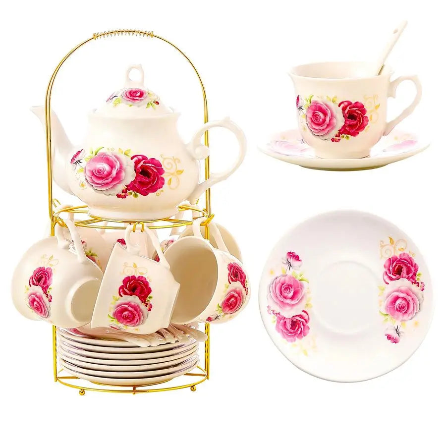Gold Rack Porcelain Tea Set