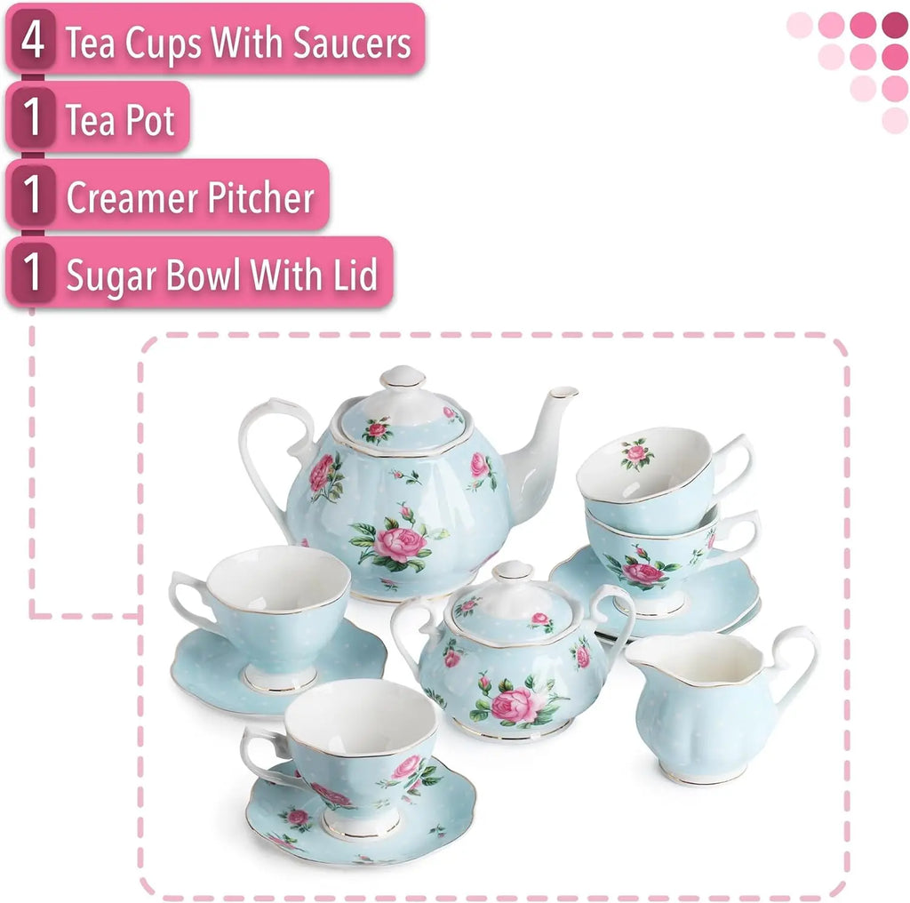 13-Piece Floral Tea Set