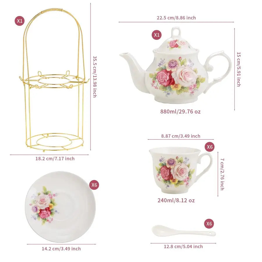 Gold Rim Porcelain Tea Set