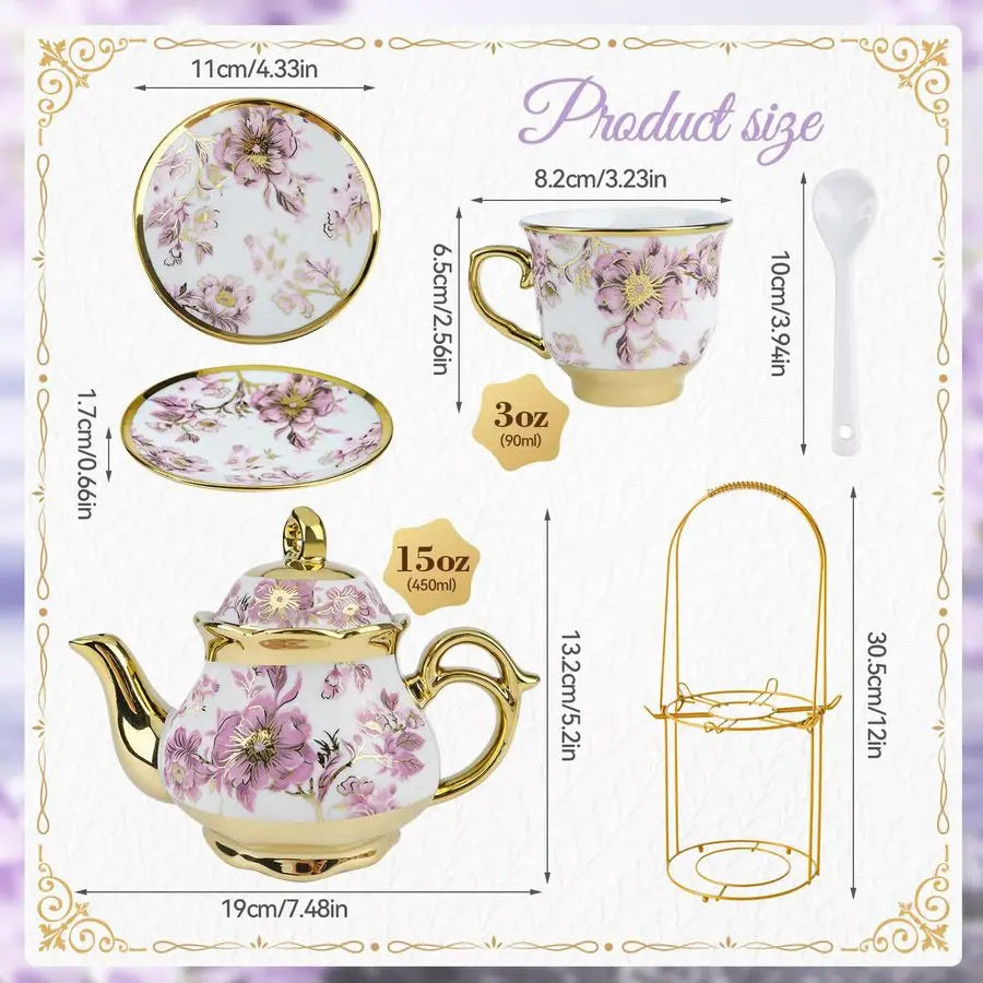 European Floral Tea Set