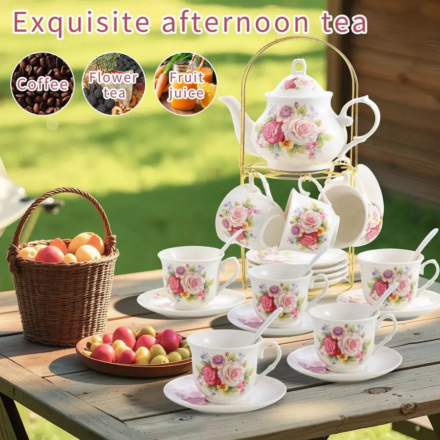 Gold Rim Porcelain Tea Set
