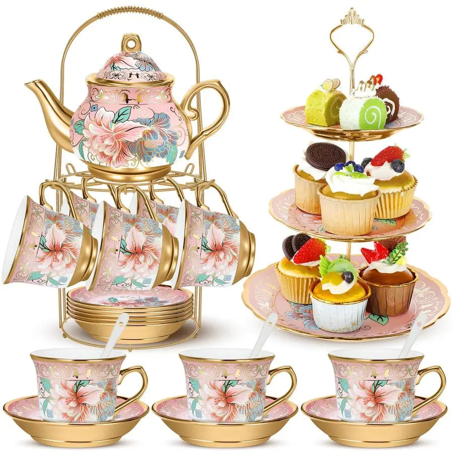 Vintage Cupcake Stand Tea Set