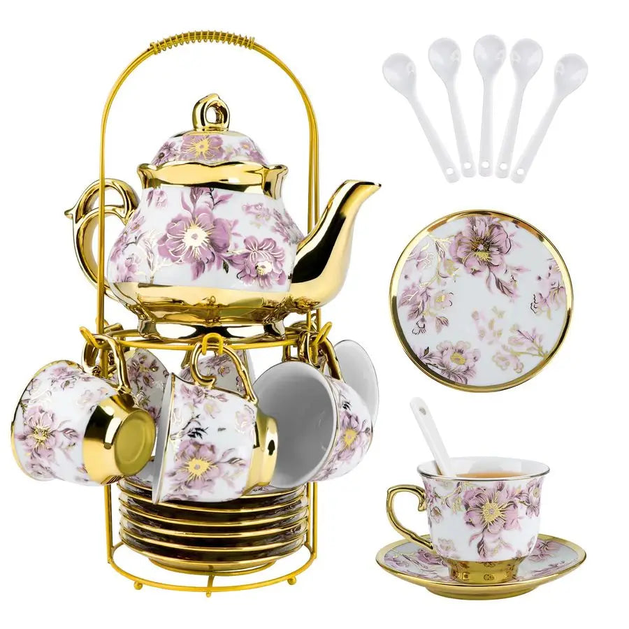 European Floral Tea Set