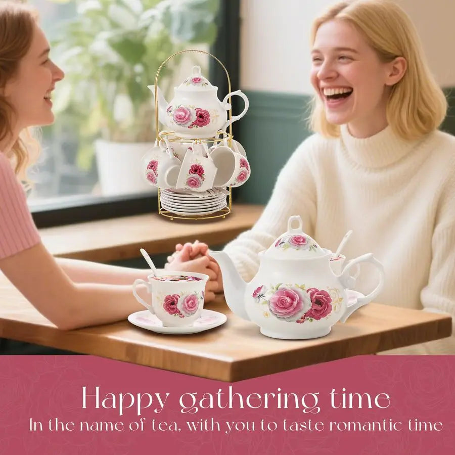 Gold Rack Porcelain Tea Set