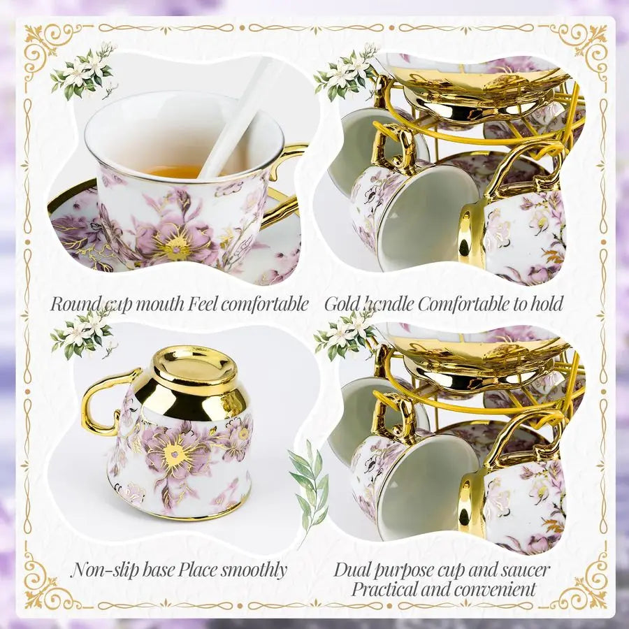 European Floral Tea Set