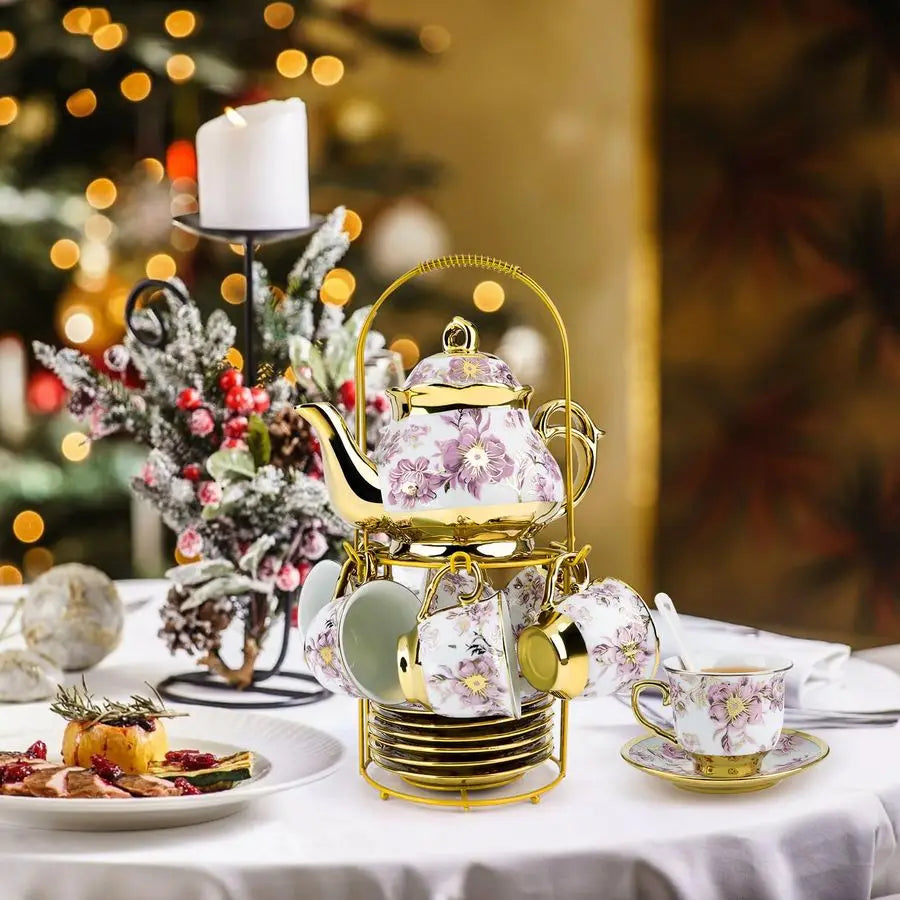 European Floral Tea Set