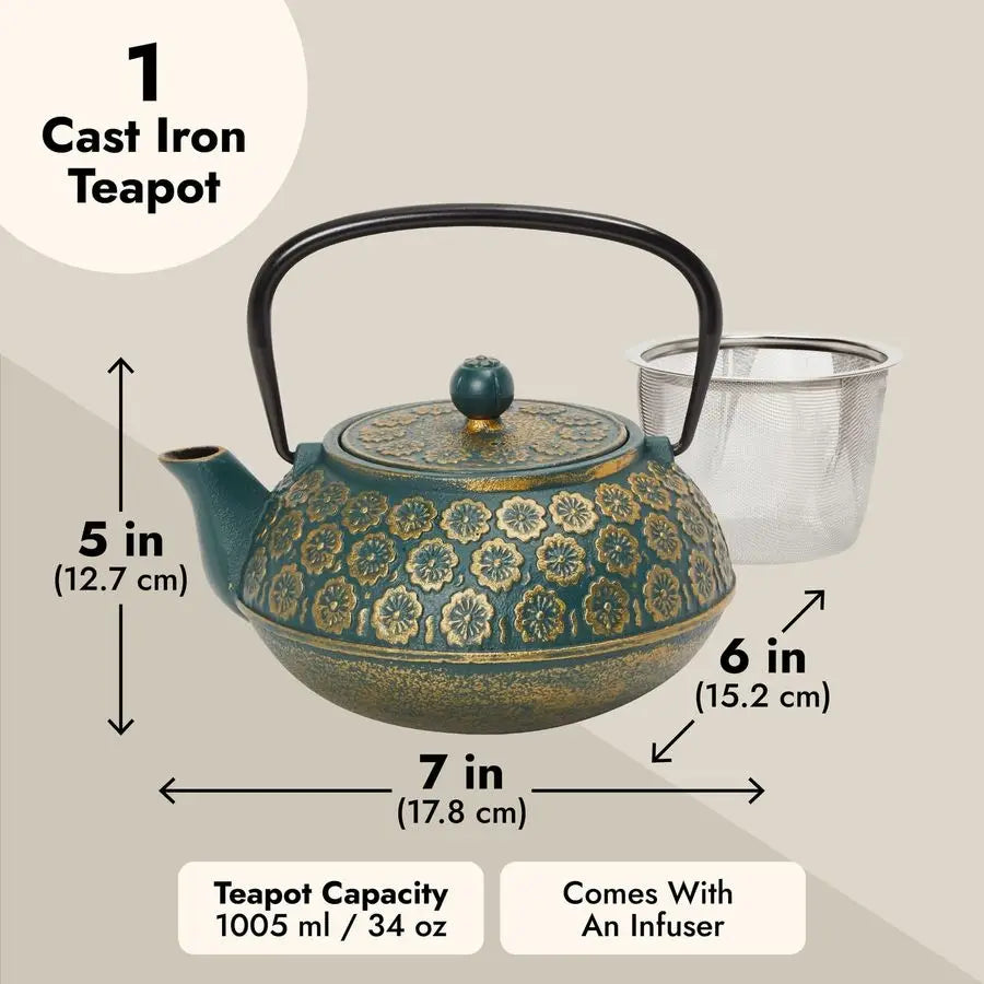 Sage Cast Iron Teapot