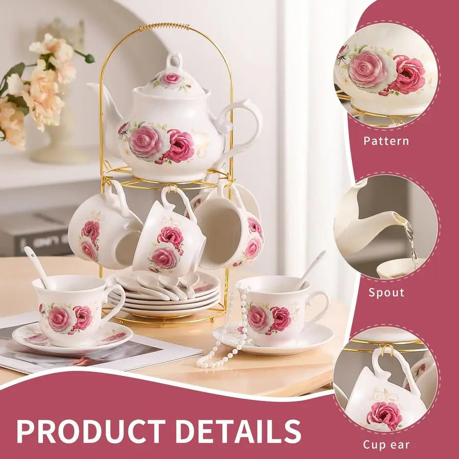 Gold Rack Porcelain Tea Set