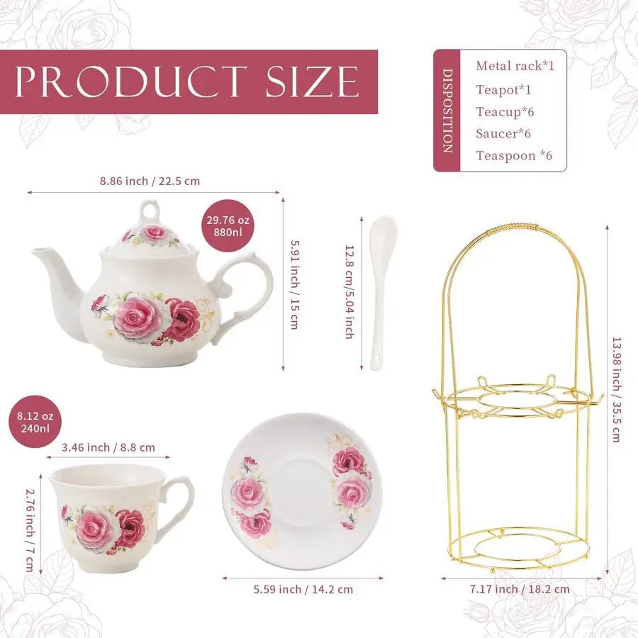 Gold Rack Porcelain Tea Set