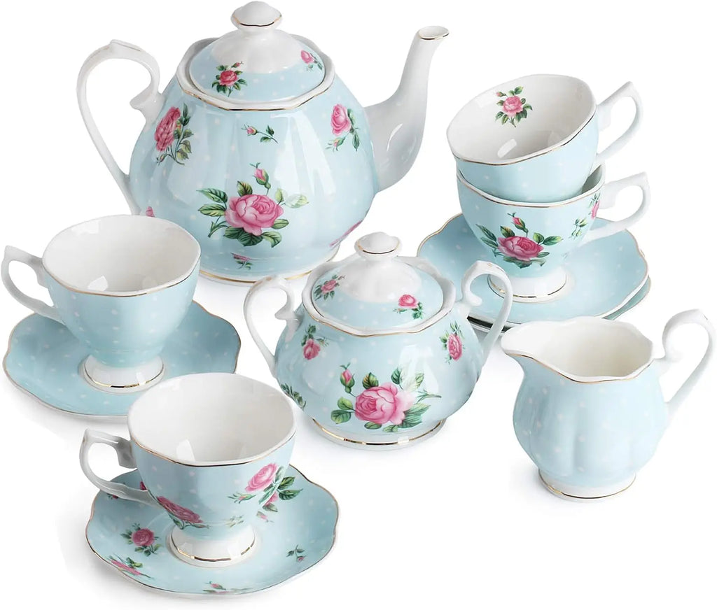 13-Piece Floral Tea Set