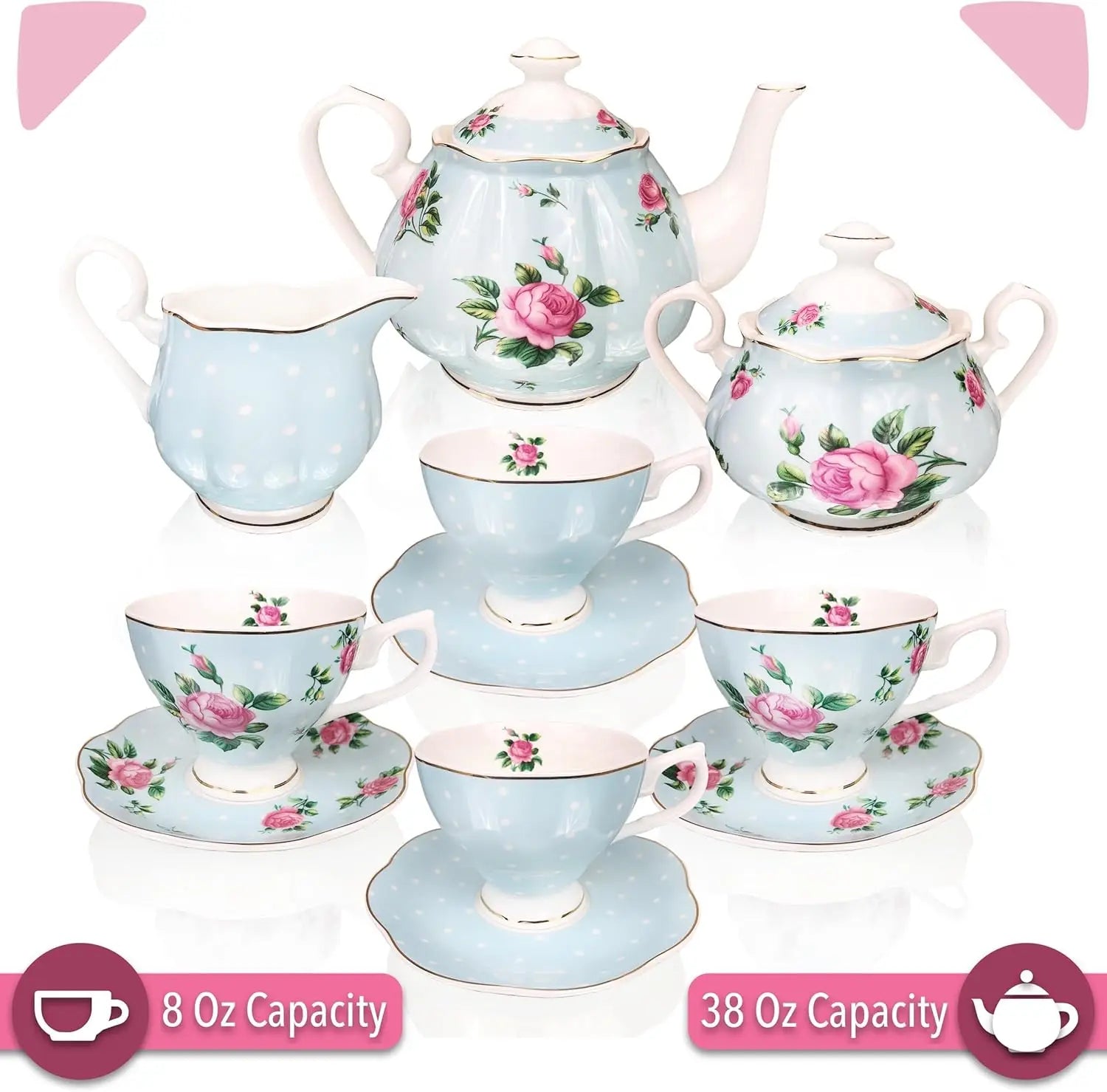 13-Piece Floral Tea Set