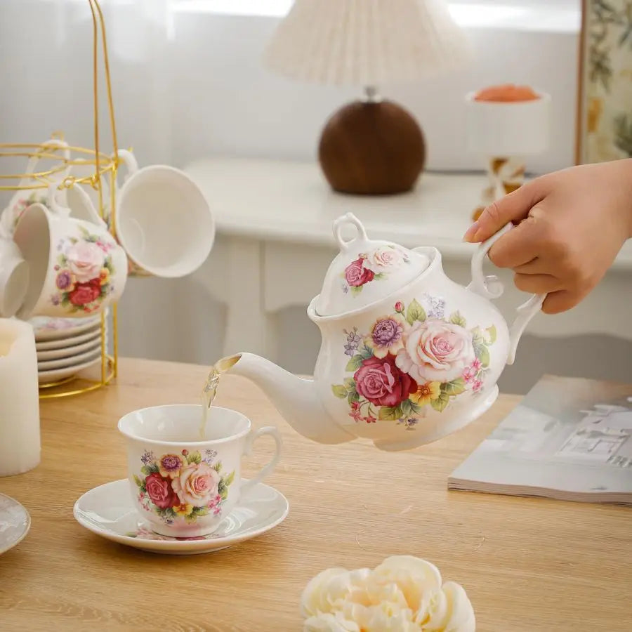 Gold Rim Porcelain Tea Set