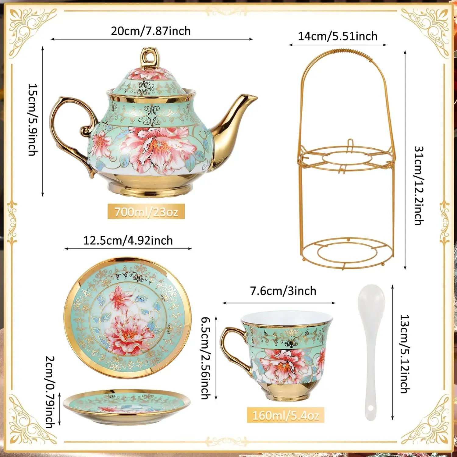 20-Piece Floral Tea Set