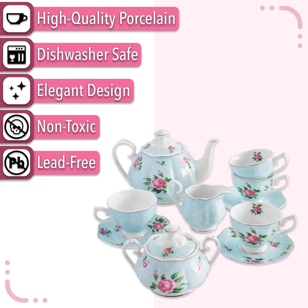 13-Piece Floral Tea Set