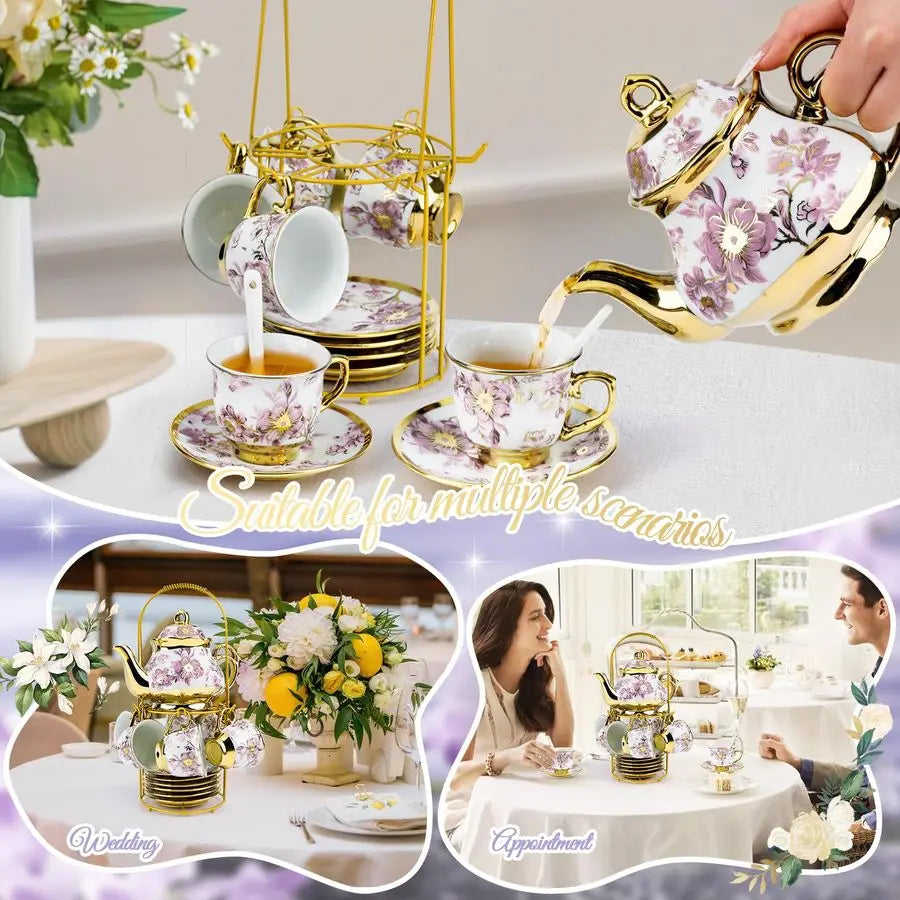 European Floral Tea Set